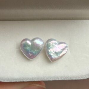 Baroque Heart Pearl Stud Earrings, Freshwater Pearl, Elegant Mother’s Day Gift